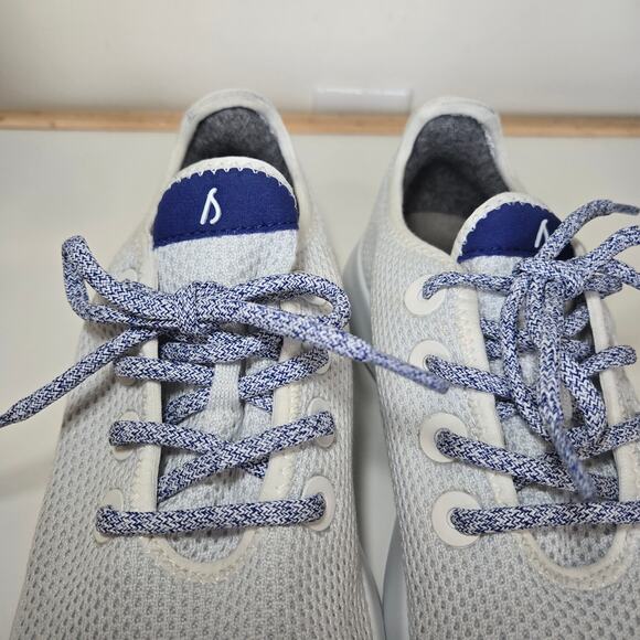 Allbirds Mens Tree Runner Blizzard/Hazy Cobolt (Blizzard Sole) Size 9 - Picture 7 of 10